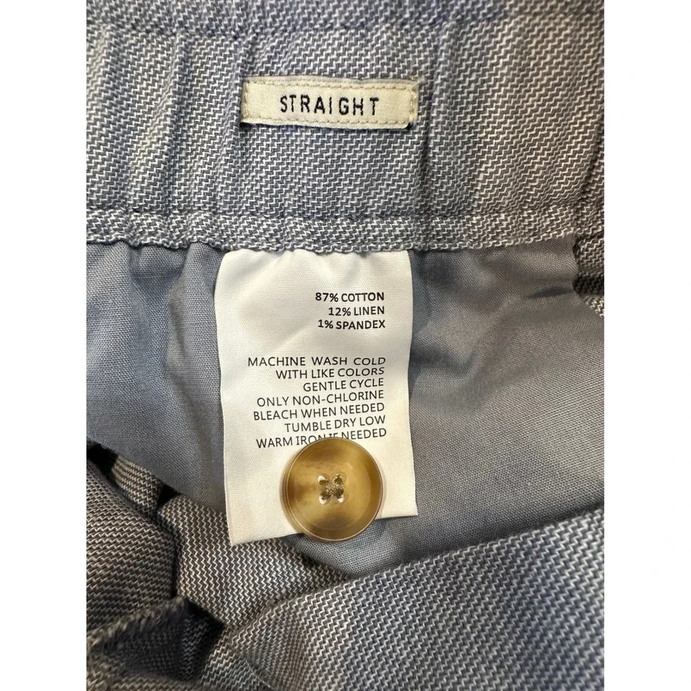 Hawker Rye Mens Refined Linen E-Waist Pant Blue Straight Leg XL-32